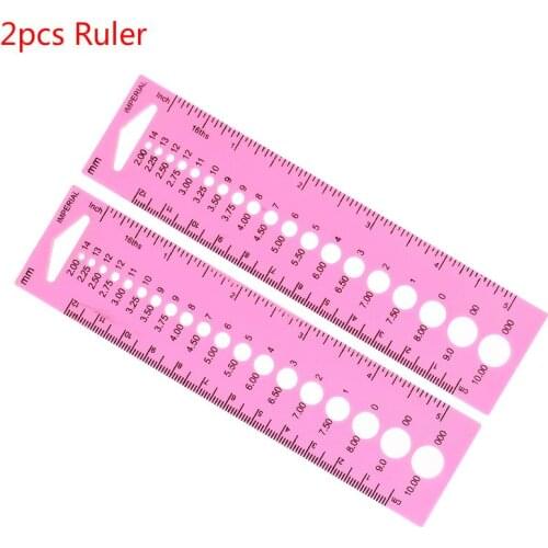 2PCs All In One Measure Ruler For Knitting Needle 2.0mm-10.0mm Crochet Hook Measure Ruler Inch Cm Ruler Tool DIY Craft Accessory