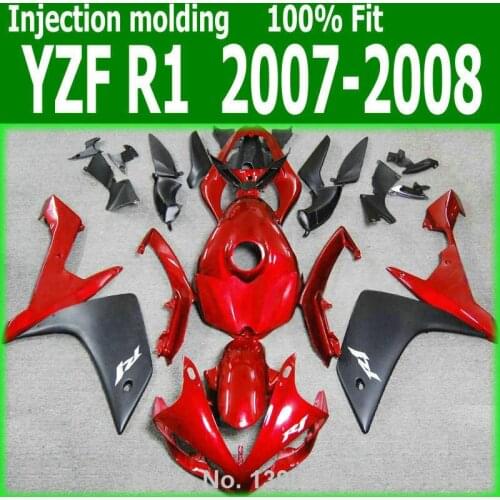 Matte / metallic Fairings For YAMAHA YZF R1 07 08 ( wine red ) free shipping Injection fairing kit CQ04