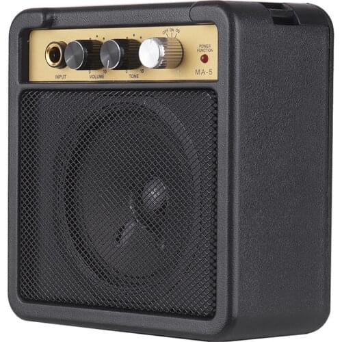Mini Guitar Amplifier Amp Speaker 1W with 6.35mm Input 1/4 Inch Headphone Output Supports Volume Tone Adjustment Overdrive