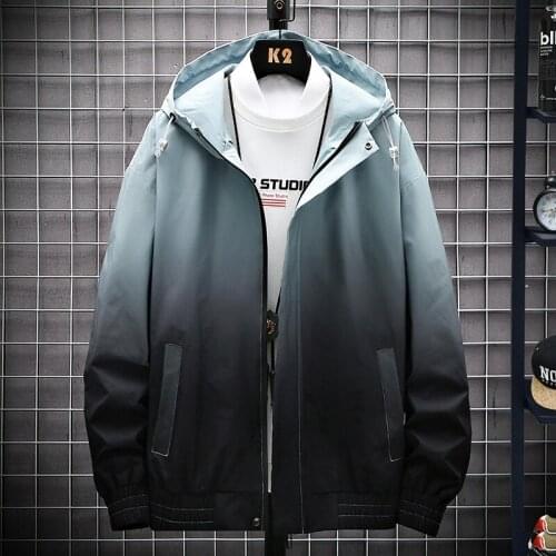 Mens Hooded Jacket Men 2021 Spring New Patchwork Windbreaker Jackets Plus Size Coats Casual Fashion Loose Sports Jacket For Men