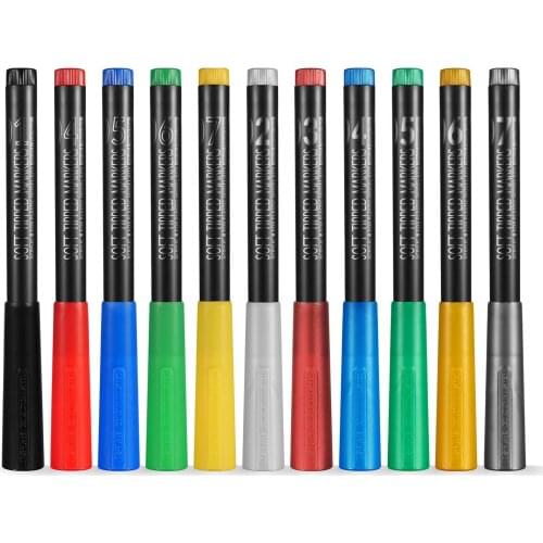 DSPIAE Soft Tipped Markers 11 Colors Brush Pen Set Paint Tool Sets Red Blue Green Yellow Black Yellow Gray Gold 11Pcs/set
