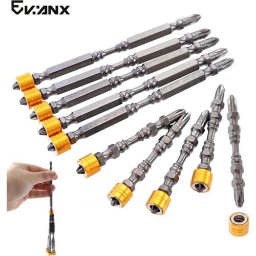 Screwdriver Bits Set 65mm/110mm Phillips Strong Magnet Driver D1 Steel Double Head Hex Shank With Magnetizer Ring