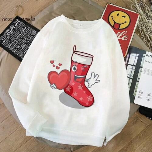 2020 New Harajuku Autumn Hoodies Women Christmas Cartoon Printed Loose Korean Hooded Sweatshirt Streetwear Long Sleeve Pullovers