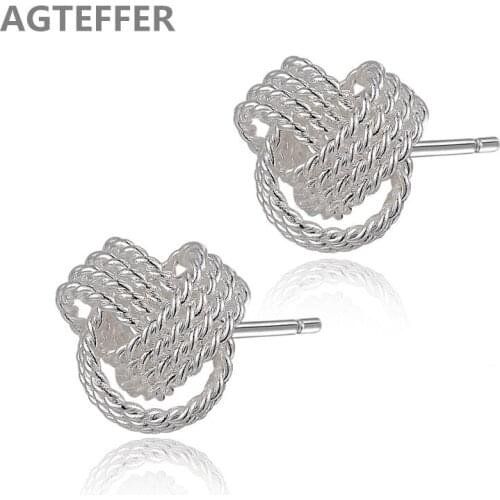 AGTEFFER New Fashionable Earrings 100% Real 925 Silver Elegant Soft Winding Earrings For Woman