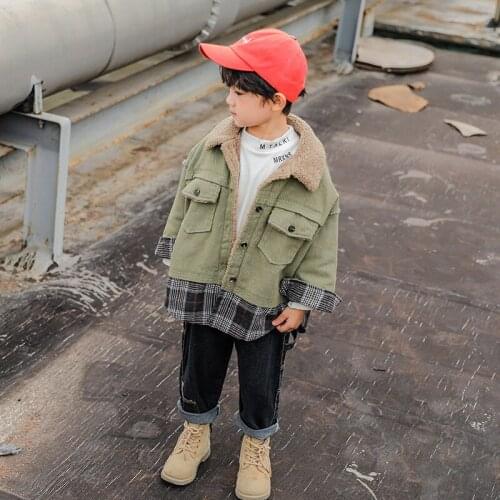 Boys' Coat Autumn and Winter Clothing 2020 New Korean Style Medium and Large Childrens Clothing Western Style