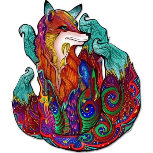 Red Fox Wooden Animals Puzzle Games Interactiv DIY Puzzle Crafts Gifts Wooden Jigsaw Adults Puzzles For Children Educational Toy