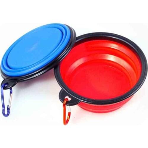 Send Hook Collapsible Dog Pet Folding Silicone Bowl Outdoor Travel Portable Puppy Food Container Feeder Dish Bowl