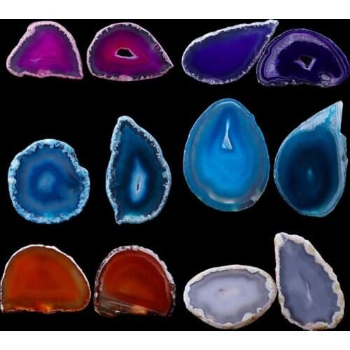 Natural Agate Geode Polished Irregular Crystal Slice Stone DIY Pendant Mineral Home Decoration