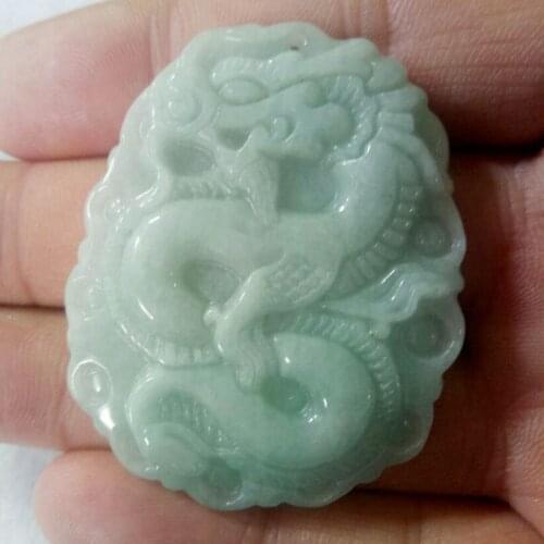 Natural Emerald Dragon Pendant Retro Men and Women Zodiac Jade Stone Dragon Necklace Pendant Jewelry Gift