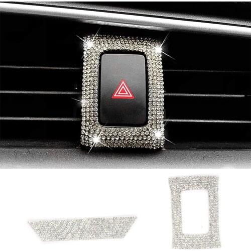 Hazard Light Storage Box Bling Crystal Accessory Interior Sticker Compatible for Honda Civic