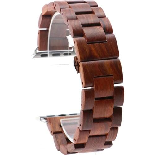 Dropshipping Fashionable 38Mm 40Mm Wooden Smart Watch Strap Unisex Red Sandal Wood Apple Oem Watch Band