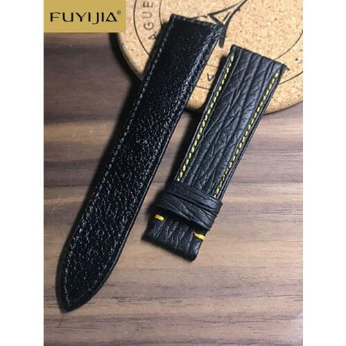 New FUYIJIA Men Women Shark Skin Watchbands Top Brand Watch Custom Strap Genuine Leather Belt 20MM 22MM Waterproof Watch Band 18