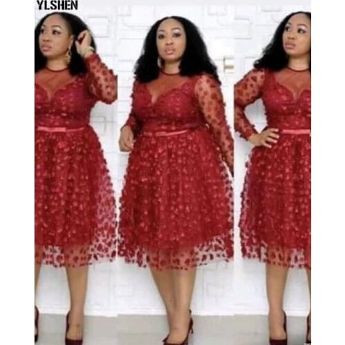 Sexy Lace African Dresses for Women Dashiki Floral African Clothes High Quality New African Gown Skirt Bazin Kenya Africa Dress