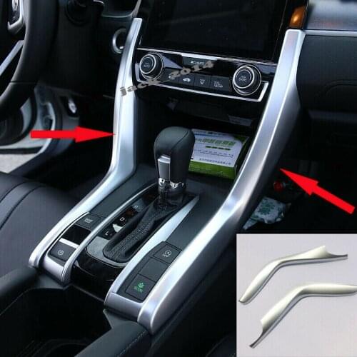 Silver ABS Chrome Gear Shift Panel Stripe Cover Trim For Honda Civic 10th 2016 17 2018 2019