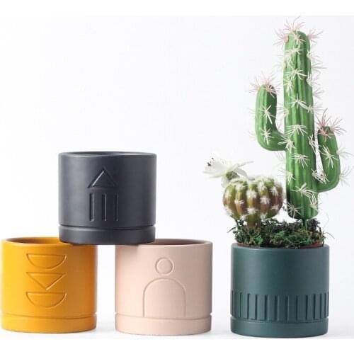 North European Cement Flowerpot Frosted Fashion, Simple Literature and Art, Lovely Indoor Green Bonsai Rose Cactus Flower Pot