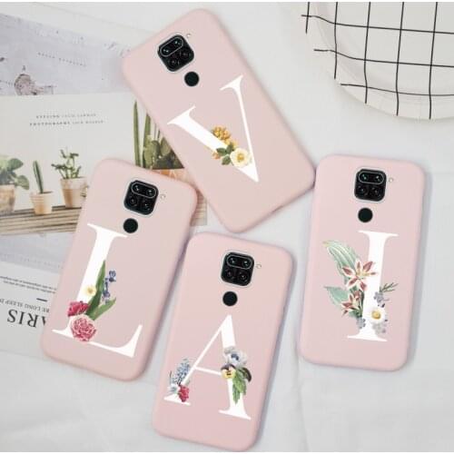 Flower Letter TPU Case For Xiaomi Redmi Note 9 Pro S Redmi Note 9S Redmi9 Phone Cover Silicone Pink on Redmi Note9 Funda