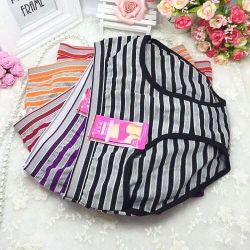 Cheap wholesale 10Pcs/lot ropa interior femenina Cotton Striped Underwears Women Panties Plus Size 5XL lingerie womens briefs