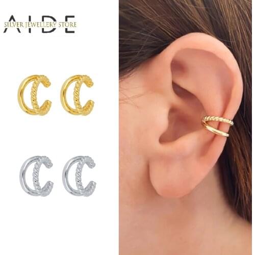 AIDE Minimalism Twist Ear Cuff Earrings For Women Fashion Glossy Ear Cartilage Clip on Earings Fine Jewelry pendientes plata 925