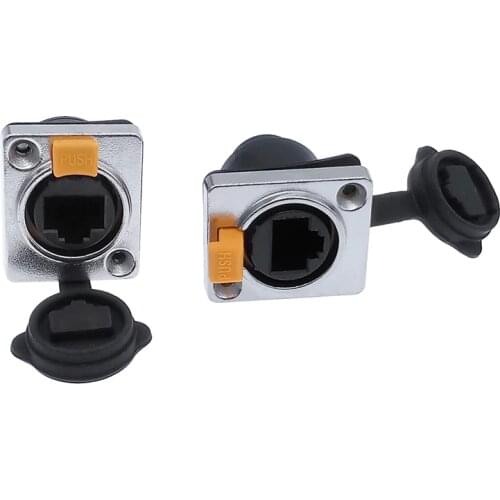 Rj45 waterproof connector panel mounting rj45 socket jack connector 8p8c right angle bending ethernet plug IP65