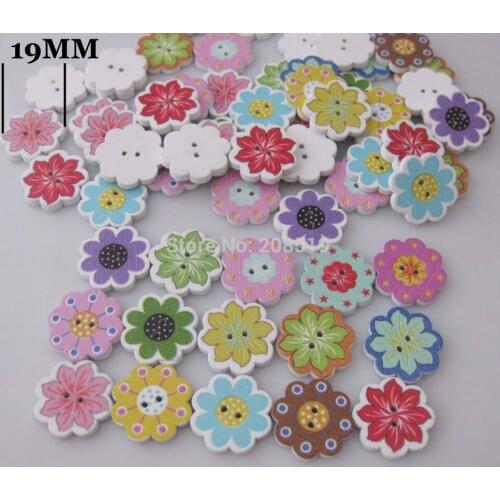 WB0200 20MM Flower wooden buttons mixed colors randomly 150pcs 2 holes sewing supplies