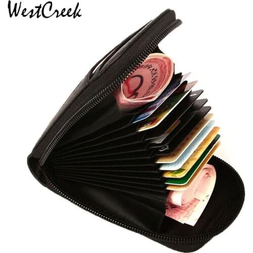 WESTCREEK Brand RFID Vintage Carbon Fiber Organizer Business Credit Card Holder Minimalist Travel Card Bag Small Wallets