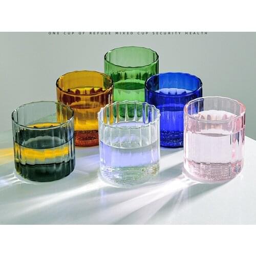 Japanese StyleG Cold and Hot Resistant Glass Cup Brewing Mugs Stripe Glass Tea Office Juice Coffee Milk Cup