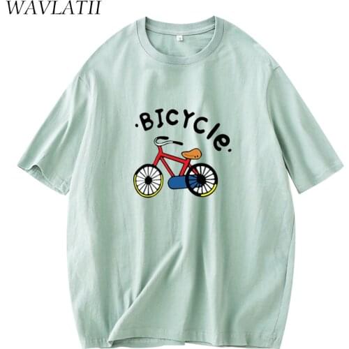 WAVLATII Women New Summer Tees Tops Lady 100% Cotton Classic Print T-shirts WT2157-1