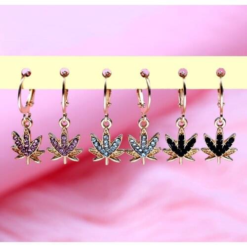 JUST FEEL Trendy New Maple Leaves Crystal Drop Earrings for Women Multicolor Geometric Earrings Statement Jewelry Party Gift