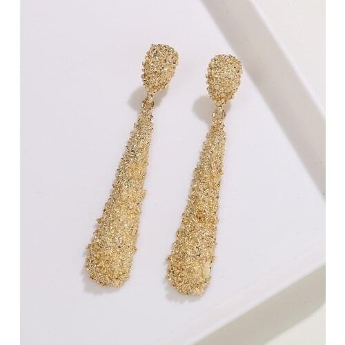 New Vintage Gold Statement Drop Earrings for Women Big Metal Geometric Long Women Earring Fashion Jewelry Gift pendientes