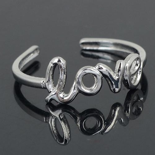 Womens Fashion Simple Hollow Love Adjustable Finger Toe Open Ring Beach Jewelry stainless steel jewelry