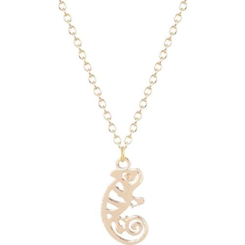 Fashion Cute Iguana Chameleon Shaped Pendant choker Necklace for women femme Trendy best christmas charm gift jewelry for friend