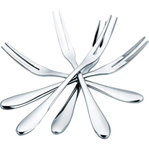 12 Pcs 5 Inch Fruit Forks Stainless Steel Two Prong Forks Tasting Appetizer Forks Set Mini Cake Forks