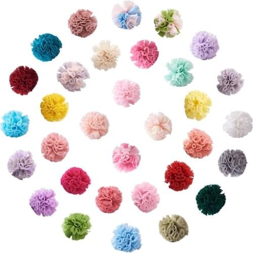 128pcs/set Lace Ball Gauze Flowers Pompom Balls Tassel Charms For DIY Hairpins Earrings Jewelry Making Accessories 22~25mm