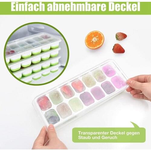 14 Compartment Ice Square Tray Silicone Ice Square Tray with Lid Stackable Ice Square Trays 4 Pack Green