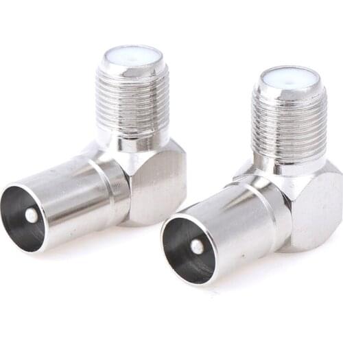 2pcs/Set Aluminium Alloy Right Angle TV Aerial Antenna Plug Connector Adapter Plug To Socket Coax Cable