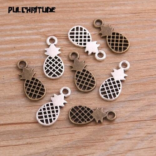 30pcs 9*21mm Two Color Metal Zinc Alloy Fruit Pineapple Charms Fit Jewelry Medical Plant Pendant Makings