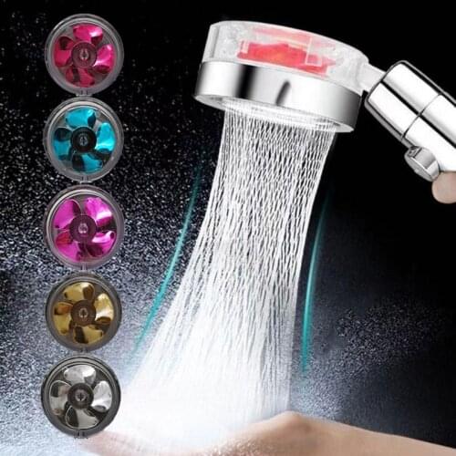 360 Rotated High Pressure Big Rainfall Water Saving Hand-held Pressurized Massage Bathroom Spray Shower Head With Propeller