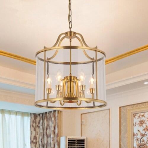 American pendant lights, staircase, European style, corridor, home garden, bronze Carnival Pendant lamp, bird cage, villa, club
