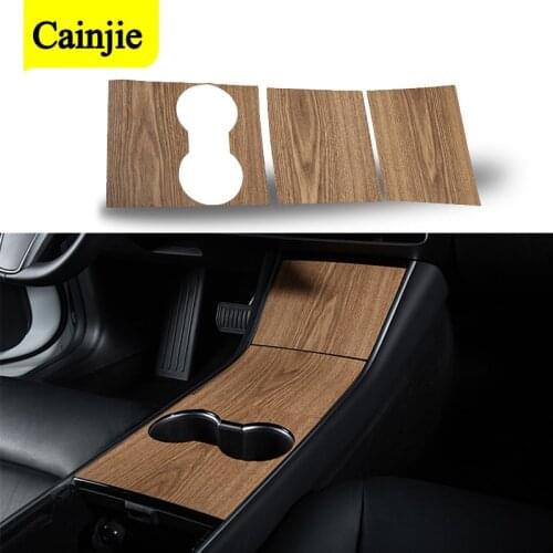 Wood Grain Car Central Control Panel Interior DIY Sticker Decal Wrap Film For Tesla Model 3 Y Accessories Stickers