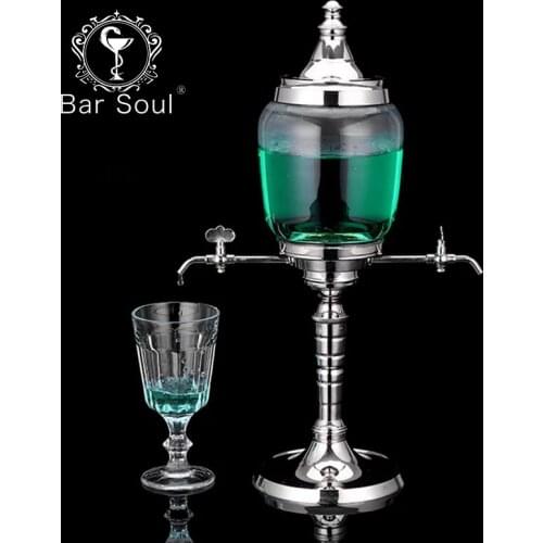 Bar Soul Absinth Barrel 304 Stainless Steel Luxurious Barrel Vermouth Lead Free Glass Professional Bartender Tools