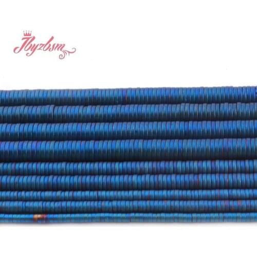 Natural Hematite Blue Forst Rondelle Button Stone Beads For Jewelry Making DIY Necklace Bracelet Loose Spacer 1x2/1x3/1x6mm15"