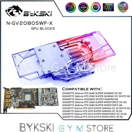 Bykski GPU Water Block For GIGABYTE RTX2080/2070/2060 Super GAMING/Windforce OC 8G Graphics Card Full Cover Cooler,N-GV2080SWF-X