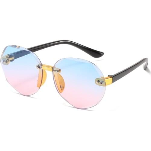 2020 New Children Frameless Round Sunglasses Fashion Brand Design Gradient Kid Sun Glasses Boy Girl Unisex Vintage Cute Goggle