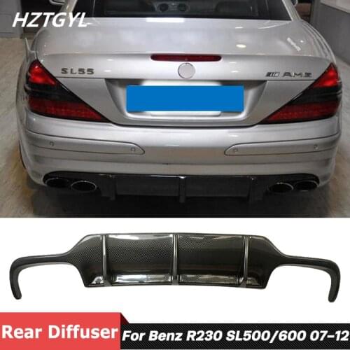 Carbon Fiber Rear Bumper Lip Spoiler Diffuser For Mercedes-Benz R230 SL500 SL600 Car Body Kit Tuning 2007-2012