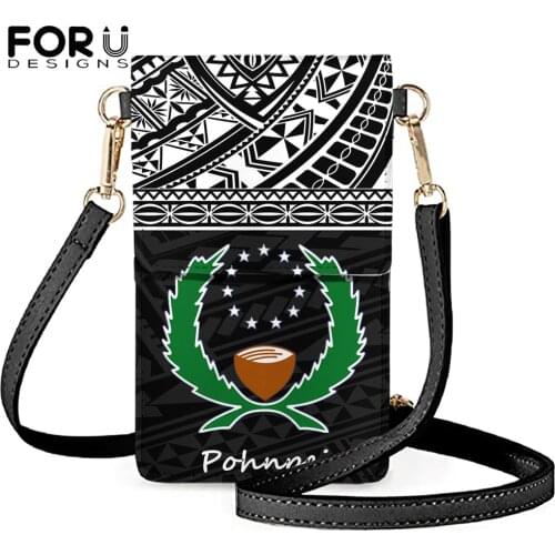 FORUDESIGNS Mini Touch Screen Mobile Pouch Pohnpei Micronesia Flag Printing 2021 Stylish Women Luxury Pu Mobile Phone Bag Purse