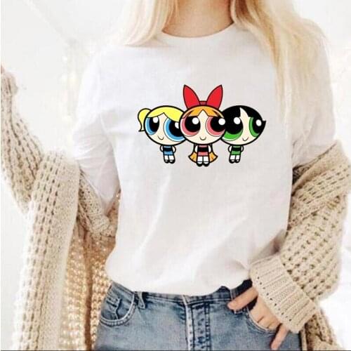 Summer Short Sleeve Cotton T-shirt Women Tops Fashion Harajuku Plus Size Loose Tee Shirt Femme White Cartoon Printed T-shirts