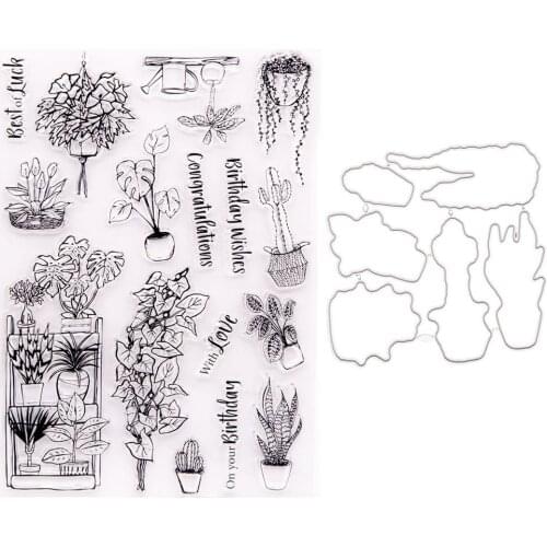 Potted Plants Stamp Metal Cutting Dies for DIY Scrapbooking/Card Making/Kids Fun Decoration Supplies