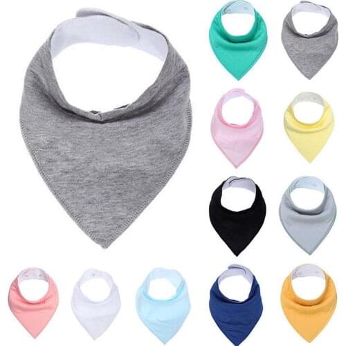 Newborn Infant Kids Cotton Baby Feeding Drinking Bib Snap On Triangular Towel