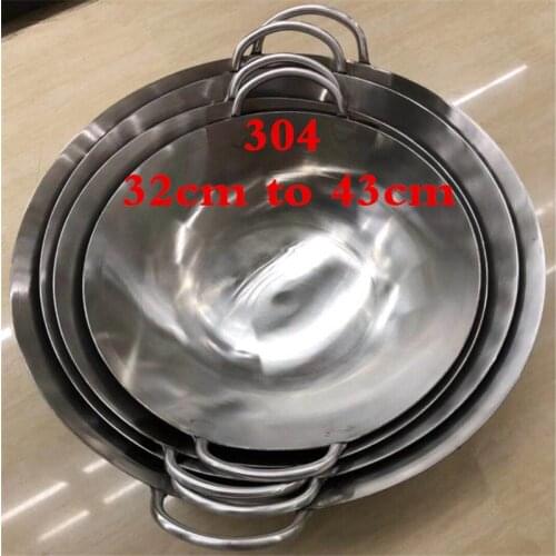 304 stainless steel 1.8mm thick high quality Chinese Handmade Wok Traditional Non stick rusting Gas wok Cooker pan cooking pot