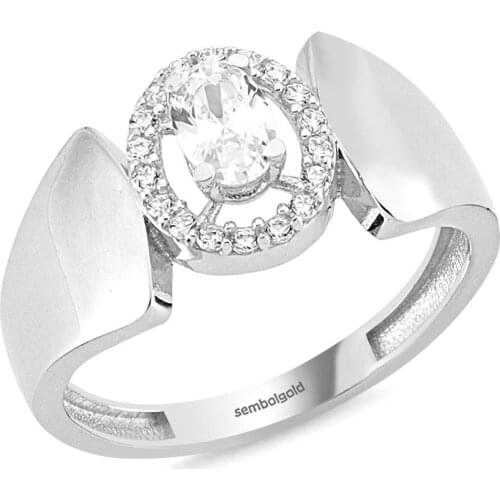 White Gold Ring Oval Stone 0.70 Carats Handy Custom Craftsmanship Gift Gold Special Occasions Design Shiny Elegant Jewelry